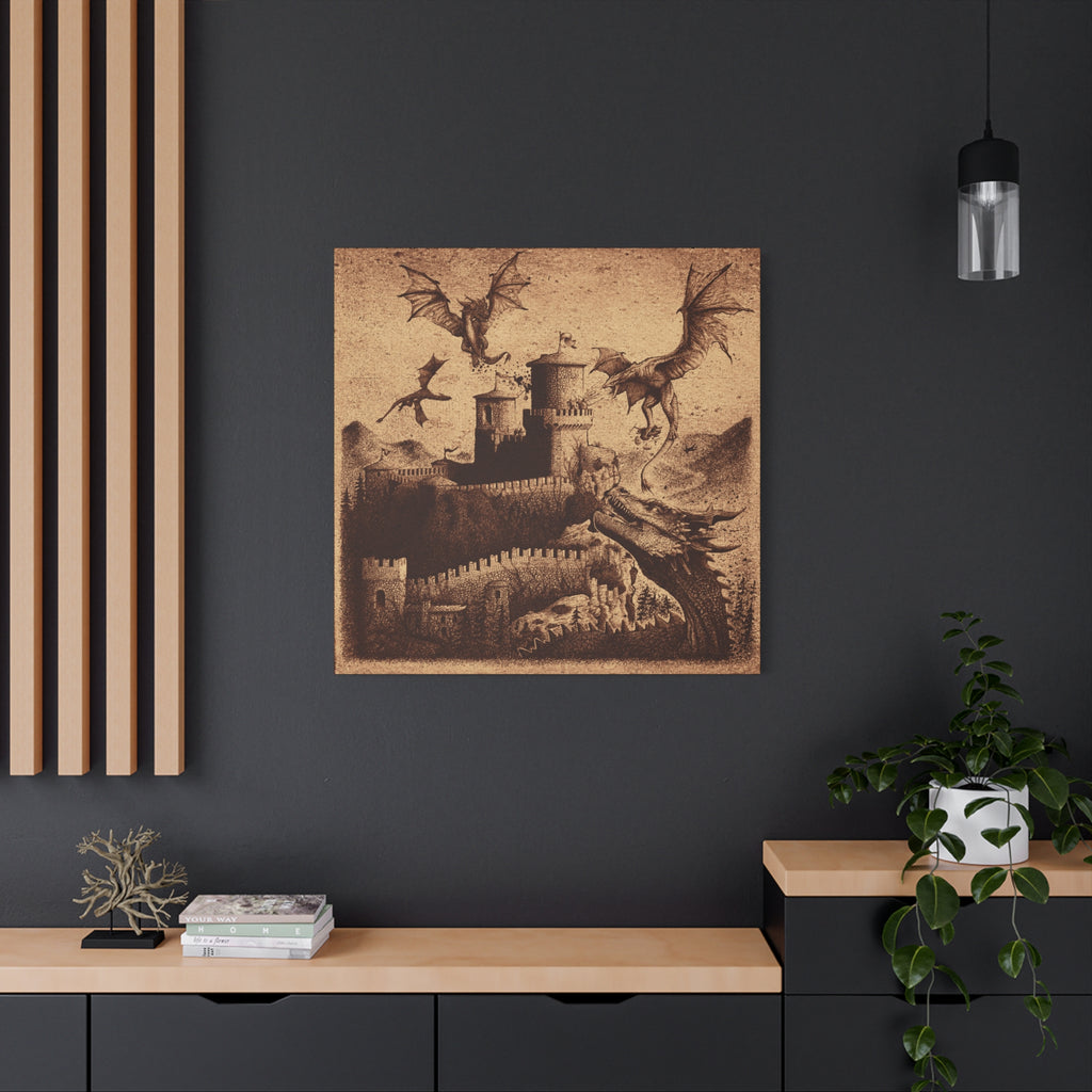 `Dragons at the Fortress' Canvas Print — Fantasy Art