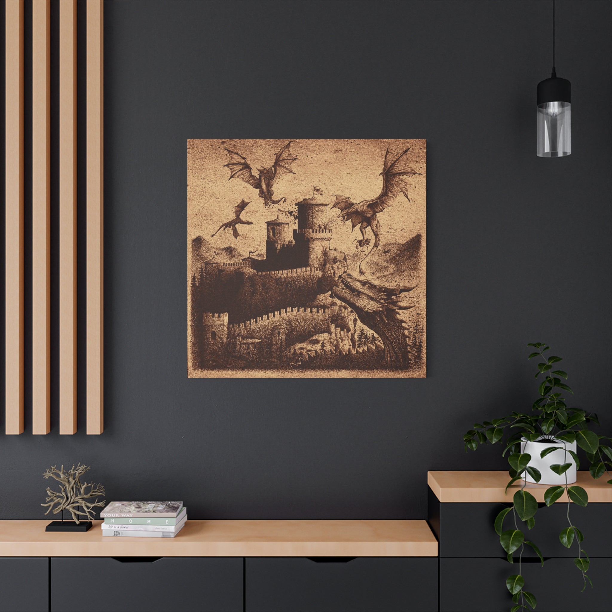 `Dragons at the Fortress' Canvas Print — Fantasy Art