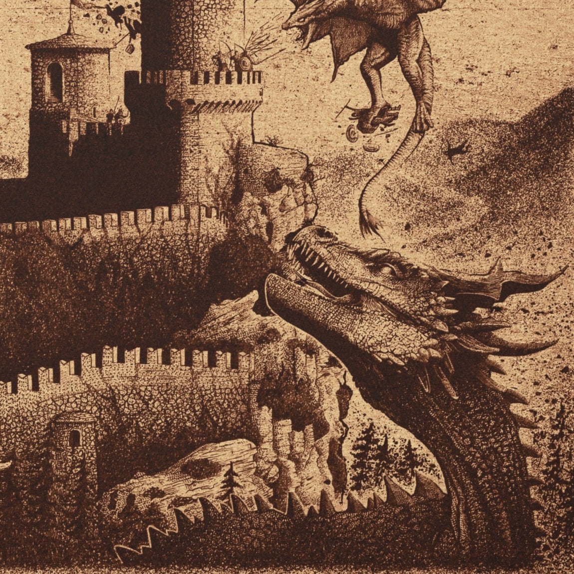 `Dragons at the Fortress' Canvas Print — Fantasy Art