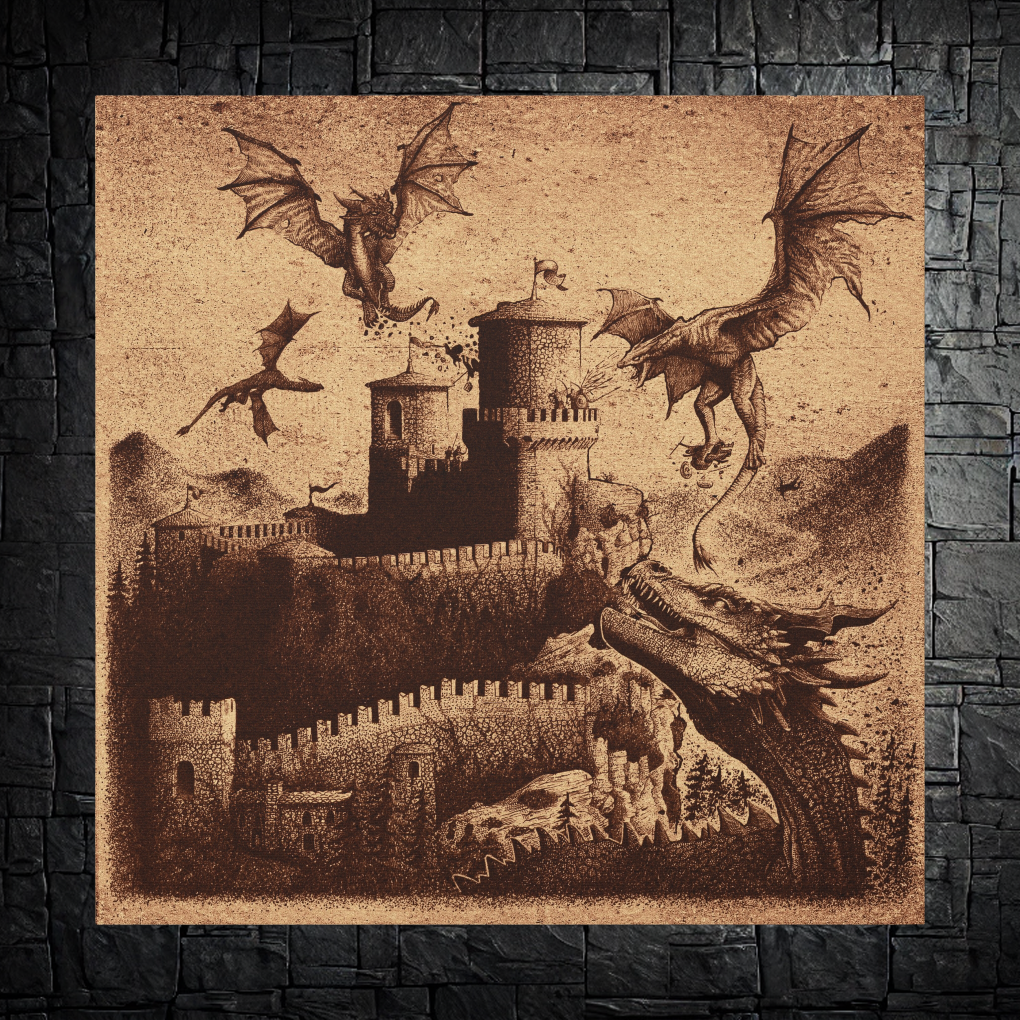 `Dragons at the Fortress' Canvas Print — Fantasy Art