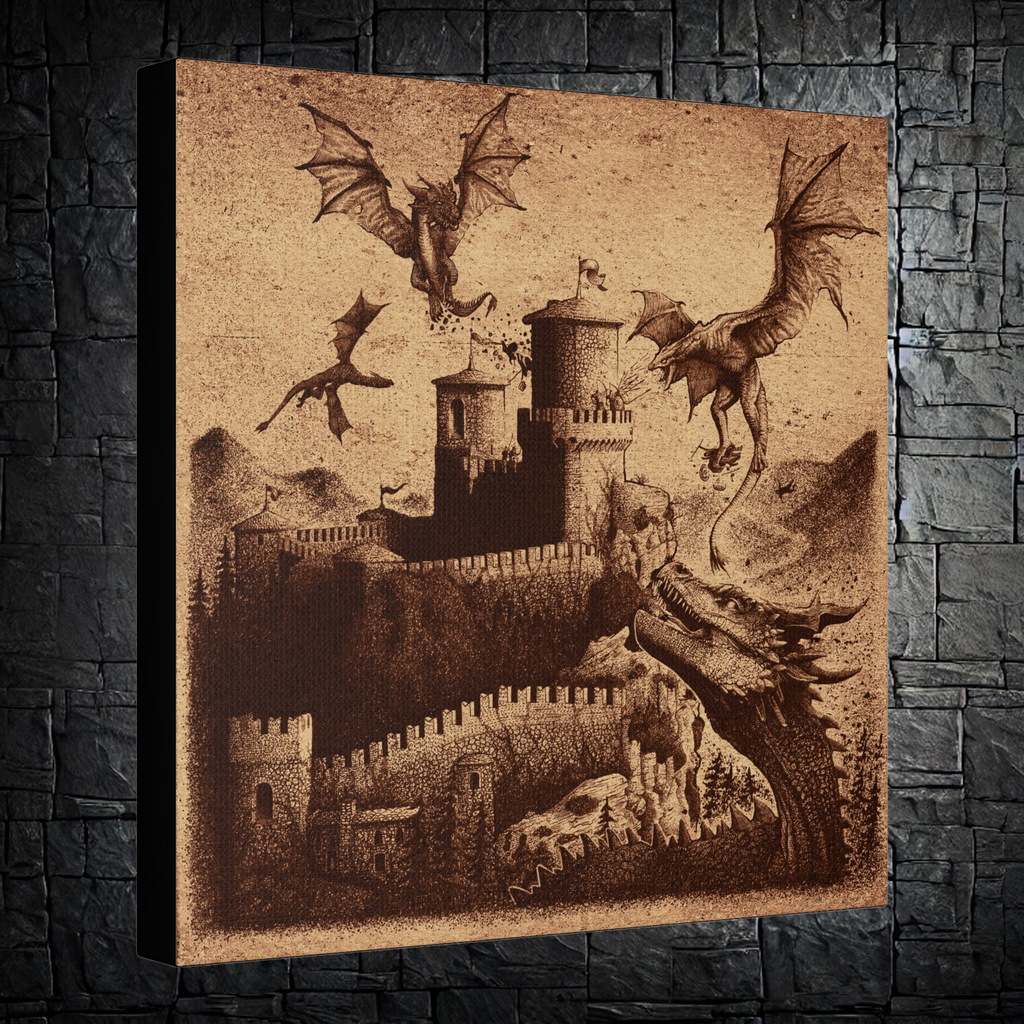 `Dragons at the Fortress' Canvas Print — Fantasy Art